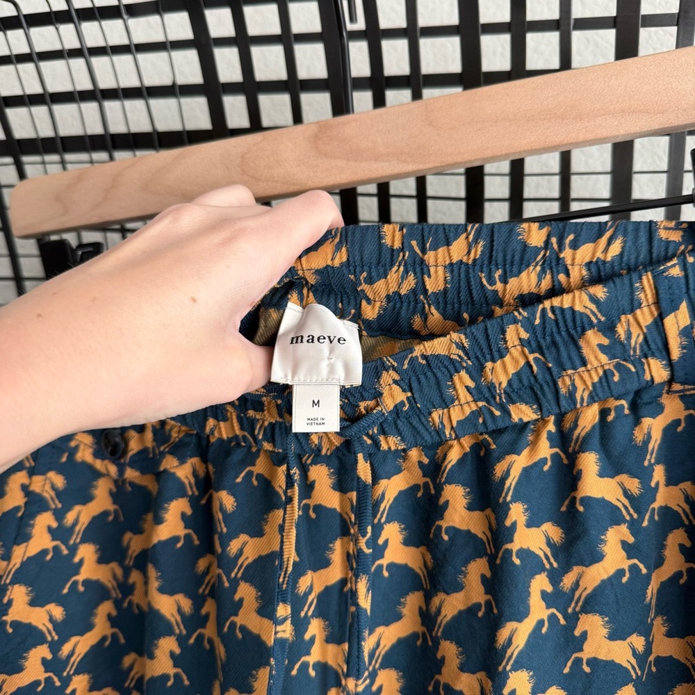 Anthropologie Maeve The Brooklin Tie-Front Printed Pull-On Pants horse print - Picture 3 of 8